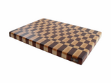 traditional checker pattern maple and walnut end grain cutting board.