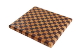 multi colour checkered pattern end grain cutting board with juice groove