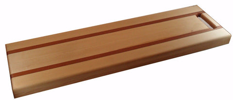 maple fillet board with two evenly spaced sapele lines on white background